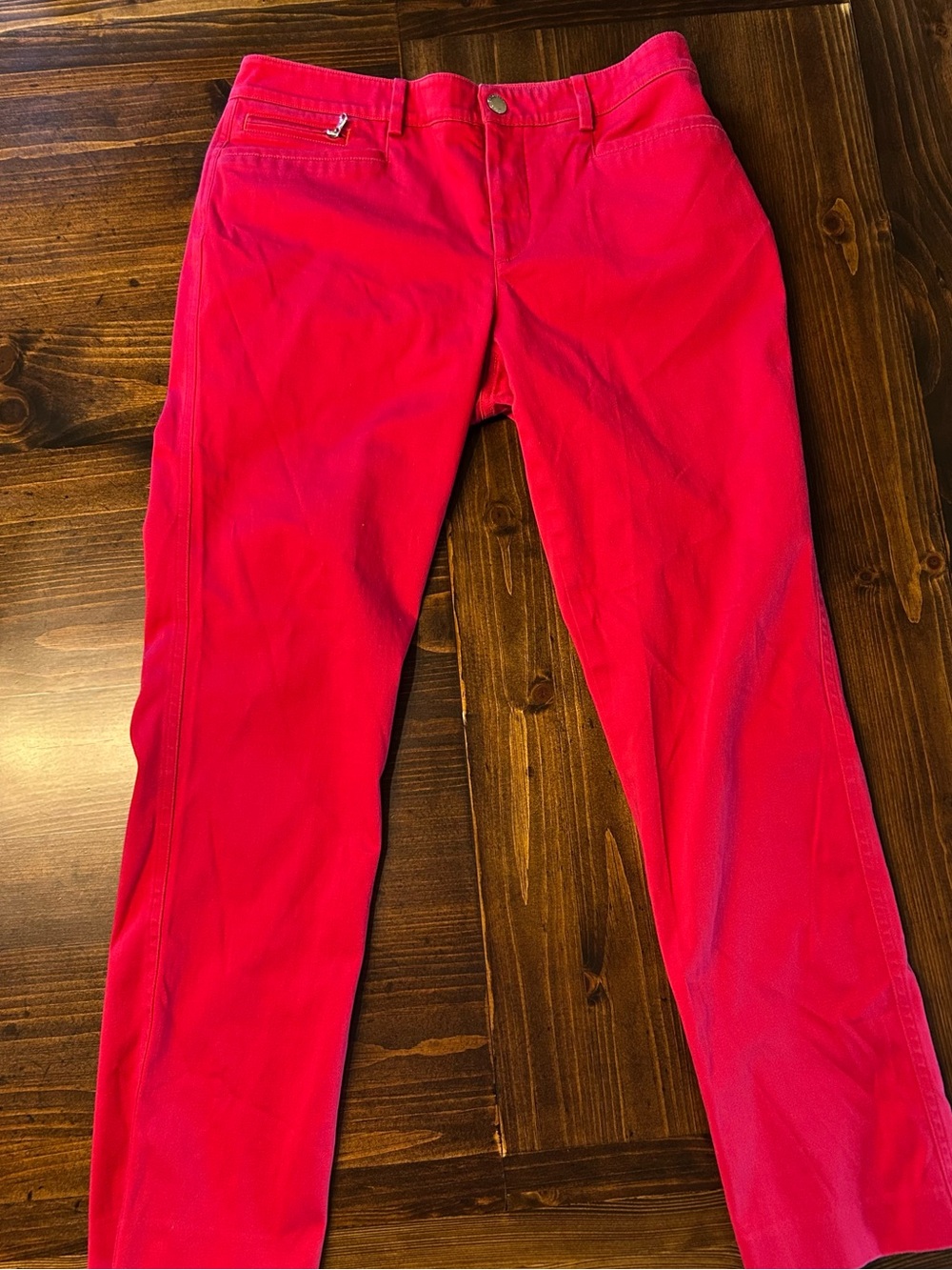 Lauren Ralph Lauren Red Denim Straight Leg Cotton Blend Pants Women’s Size 8